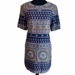 Printed Mini Shift Dress with Pockets